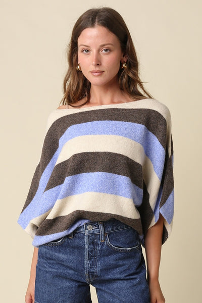 Katie Stripe Dolman Sweater- Blue