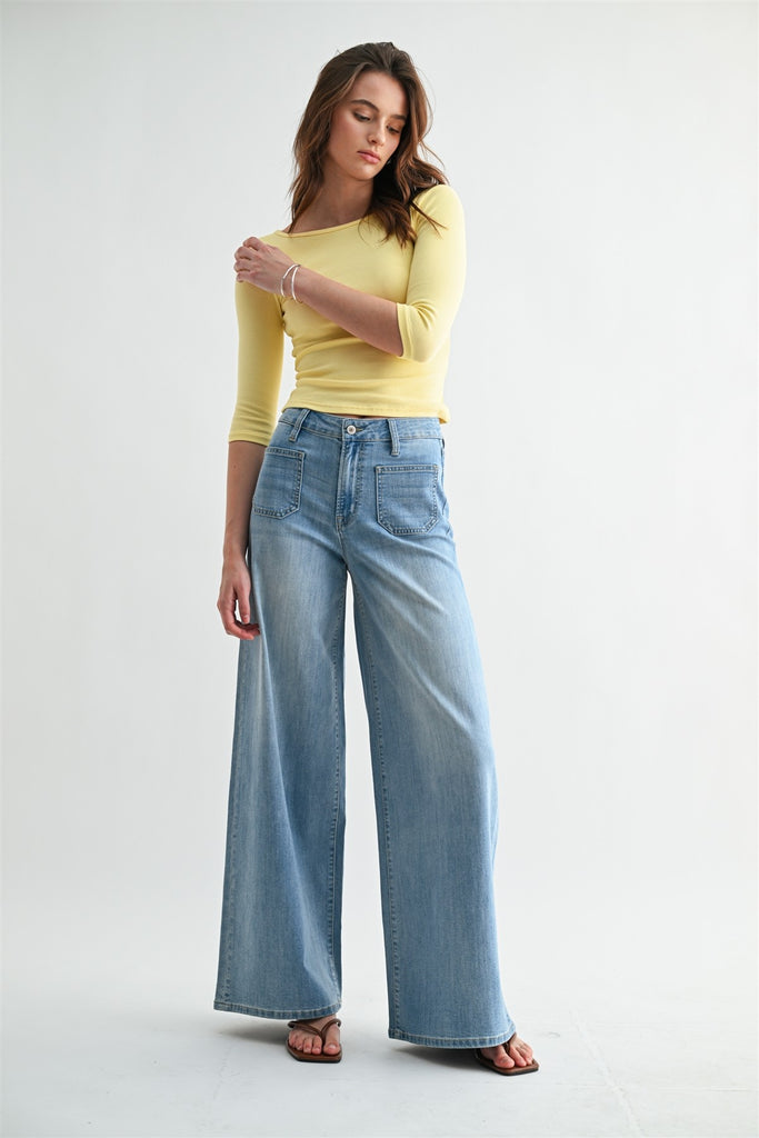 Tessa Mica High Rise Wide Leg Jeans- Link Water