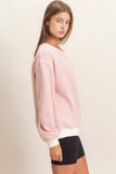 Oversized Stripe Sweatshirt- Red