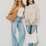 Haddie Hobo Vegan Leather Tote: Brown