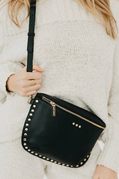 Pebble Sabrina Studded Bum Bag: Black