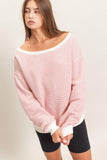 Oversized Stripe Sweatshirt- Red