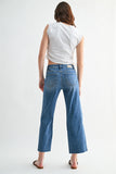 Claire Mica Mid Rise Straight Jeans- Blue Chill