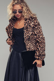 Cropped Faux Fur Leopard Print Bomber Jacket