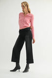 Scissor Cut Cuffed Wide Leg - WASHED BLACK
