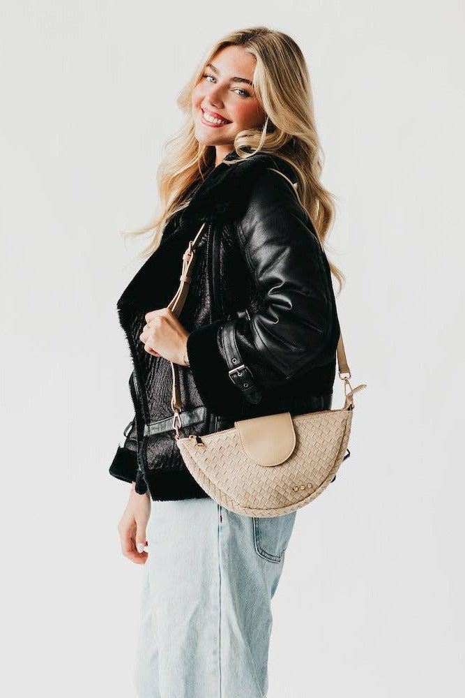 Selena Suede Flap Crossbody: Oat