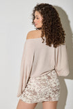 Asymmetrical One Shoulder Knit Drape Top- Oatmeal