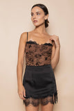 LACE BURN OUT VELVET FLORAL MESH THONG BODYSUIT-  BROWN/BLACK