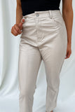 Lauren Shiny Faux Leather Pants Taupe- FINAL SALE