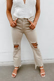 Sand High Rise Straight Crop Jeans