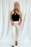 Lauren Shiny Faux Leather Pants Taupe- FINAL SALE
