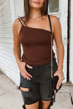 Jace Strappy Brown Fitted Tank