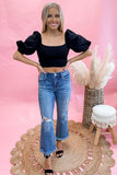 Exaggerated Black Puff Sleeve Top FINAL SALE