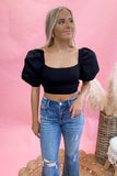 Exaggerated Black Puff Sleeve Top FINAL SALE