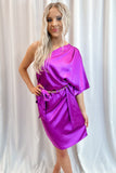 Natalie One Shoulder Dress Purple- FINAL SALE