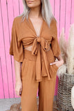Mumu Toffee Tied Front Top