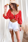 Country Red Printed Crop Top - FINAL SALE