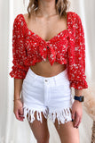 Country Red Printed Crop Top - FINAL SALE