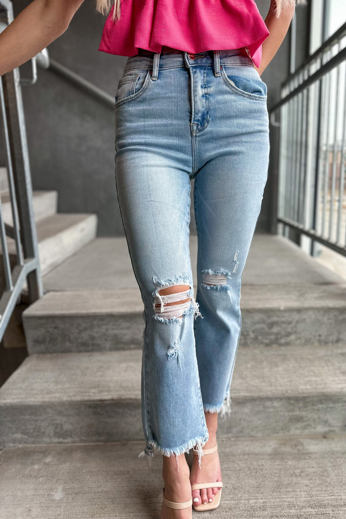 Elise High Rise Crop Flare Jeans