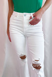 White High Rise Straight Crop Jeans