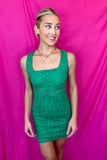 Hannah Lace Square Neck Dress Green