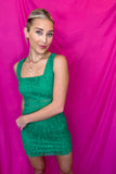 Hannah Lace Square Neck Dress Green