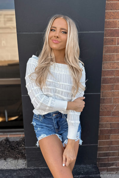 White Off Shoulder Detailed Sweater