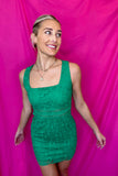 Hannah Lace Square Neck Dress Green - FINAL SALE