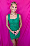 Hannah Lace Square Neck Dress Green - FINAL SALE