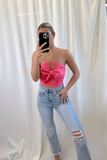 Watermelon Pink Strapless Bow Top- FINAL SALE
